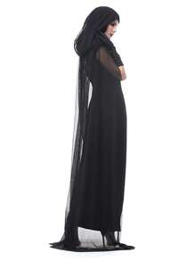 1 chiếc áo choàng cô dâu ma cà rồng lưới đen, áo choàng biểu diễn kịch, trang phục phù thủy nữ cho tiệc lễ hội - màu đen - Xem 3