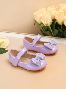 1 双漆面蝴蝶装饰防滑平底婴儿幼儿鞋，适合所有季节 - 紫色 - 查看 4