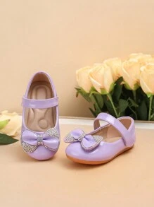 1 双漆面蝴蝶装饰防滑平底婴儿幼儿鞋，适合所有季节 - 紫色 - 查看 2