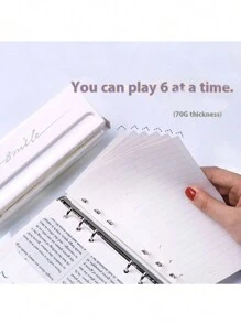 1个可调节6孔A7打孔器 - 活页会计用纸打孔器，适用于办公室和学生文具