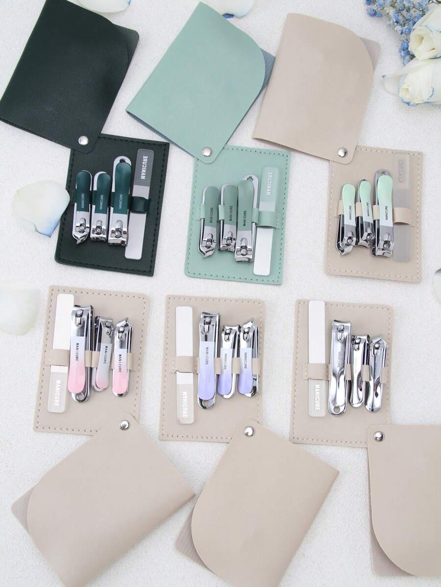 4pcs Stainless Steel Nail Clipper Set Classic Design With Concave