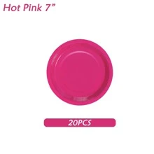80 件/套热粉色派对用品，包括 20 件 7 英寸/20 件 9 英寸一次性盘子、20 张餐巾、20 个杯子、派对装饰品，适合多人生日派对、派对装饰