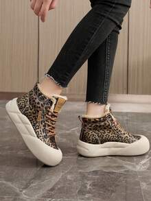 新款女士户外鞋，豹纹印花，保暖内衬，厚实柔软舒适防滑，时尚百搭 - 卡棕 - 查看 6