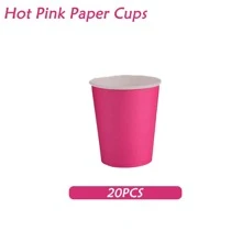 80 件/套热粉色派对用品，包括 20 件 7 英寸/20 件 9 英寸一次性盘子、20 张餐巾、20 个杯子、派对装饰品，适合多人生日派对、派对装饰