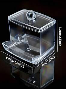 1 件透明清洁棉签收纳盒，带盖子和垫架，浴室储物盒，适用于工艺品用品 - 彩色 - 查看 6