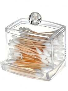 1 件透明清洁棉签收纳盒，带盖子和垫架，浴室储物盒，适用于工艺品用品 - 彩色 - 查看 5