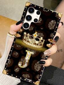 1pc Crown Letter "J" Rectangle Brand Anti-Drop Stylish Phone Case, Compatible With Apple IPhone/ Galaxy/OPPO Reno/Narzo/Vivo/TECNO - Multicolor - View 8