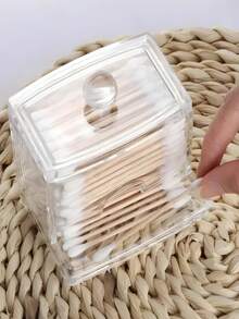 1 件透明清洁棉签收纳盒，带盖子和垫架，浴室储物盒，适用于工艺品用品 - 彩色 - 查看 4