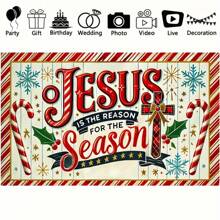 1 tấm Polyester "Jesus Is The Reason For The Season" Biểu ngữ Giáng sinh - Phông nền trang trí trong nhà/ngoài trời đa năng cho lễ kỷ niệm ngày lễ, tiệc tùng, sự kiện tặng quà - Không cần nguồn điện - 1 cái - Xem 7