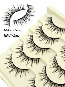 Asiteo 5 Pairs Of Luxurious Manga Lashes - Wispy Soft And Natural Look False Eyelashes ,Long-Lasting Beauty For Fashion-Forward Makeup Obsessives - Reusable For Multiple Glamorous Looks Makeup - 尖尾漫畫款 - 查看 6