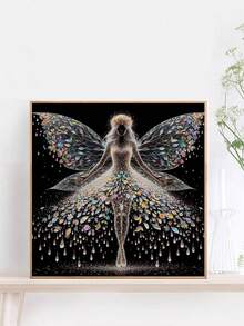 1 套蝴蝶仙子图案十字绣绘画套件，DIY 线工艺品，混色优质线，11CT 十字绣装饰画设计，全套家居装饰刺绣工艺品，适用于客厅、书房、卧室，无框 - 彩色 - 查看 3