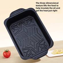 黑色长方形烤盘，底部有 3D 纹理防滑 - 黑色 - 查看 6