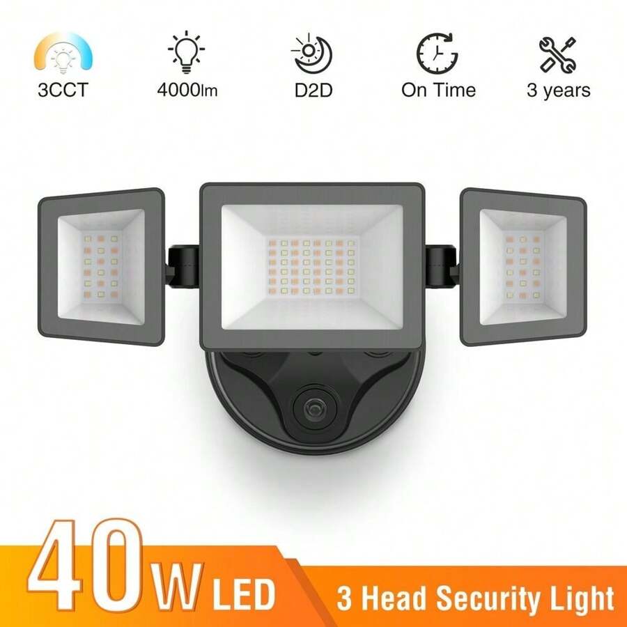 4000lm LED Security Outdoor Light 40W Dusk To Down Sensor IP65 Flood
