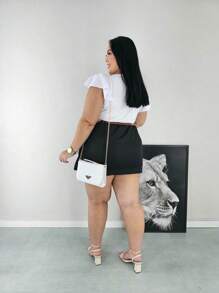 Short Saia Plus Size Alfaiataria com Cinto várias cores Verão