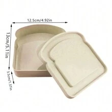 1 件定制名字吐司盒便当盒面包三明治储存防水午餐袋保鲜圣诞设计便携式收纳盒耐用午餐盒带盖带名字字母定制户外野餐餐配件个性化 DIY 图案 - 卡其 - 查看 2