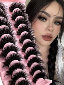 10 Cặp Mi Mắt Mèo Tự Nhiên 3D, Dày, Mượt, Mềm, Chéo, Mi Nối Dễ Thương, Trang Điểm Quyến Rũ Tự Nhiên - lông mi mềm mại - Xem 1