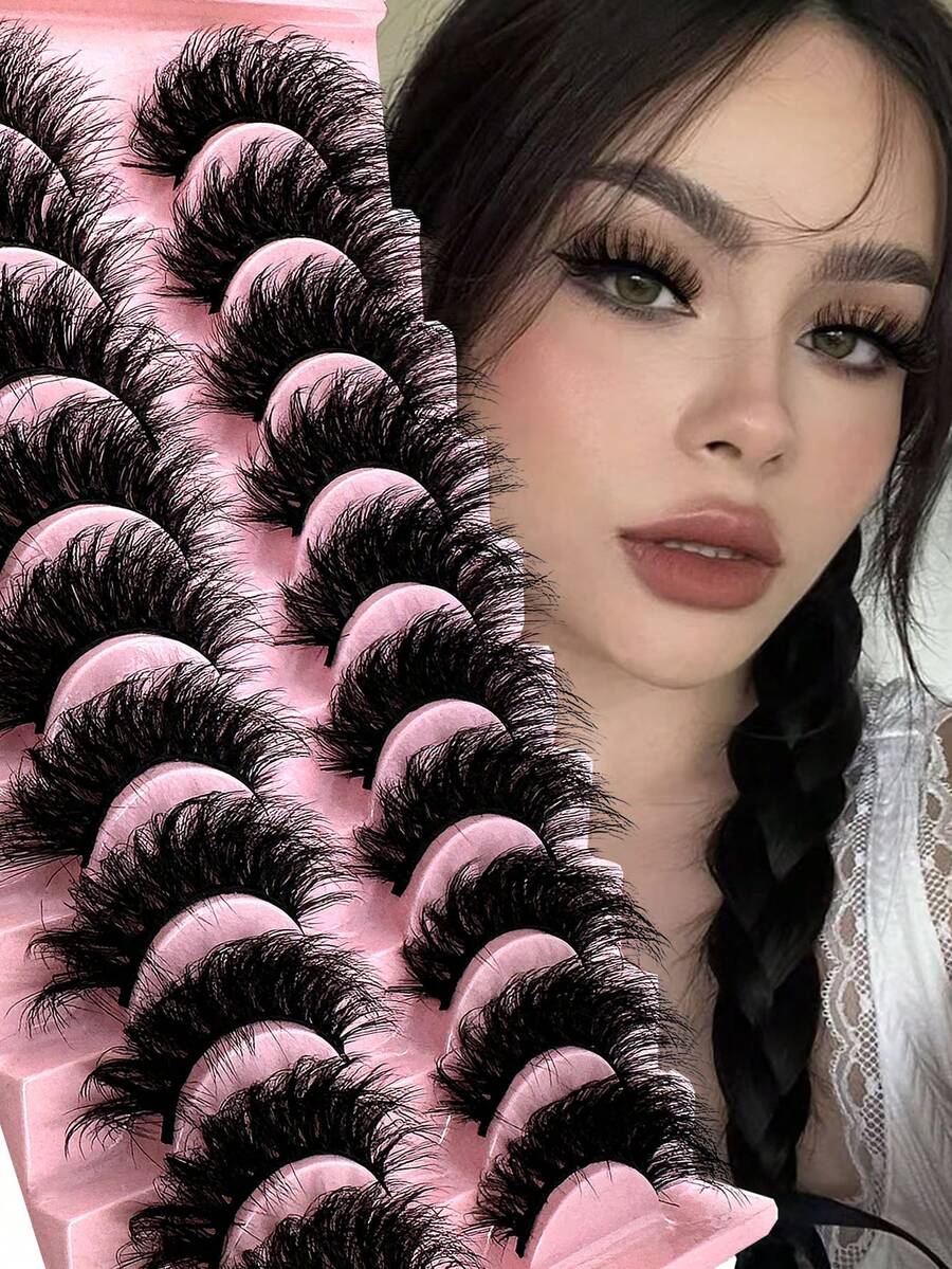 10 Cặp Mi Mắt Mèo Tự Nhiên 3D, Dày, Mượt, Mềm, Chéo, Mi Nối Dễ Thương, Trang Điểm Quyến Rũ Tự Nhiên - lông mi mềm mại - Xem 1