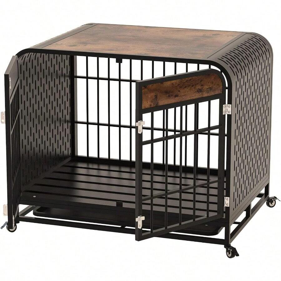 45 Inch Heavy Duty Dog Crate With Locking Latch, Large Kennel With