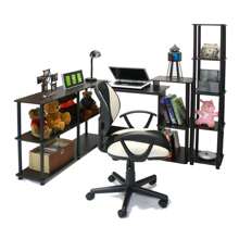 HOMLUX Efficient Laptop Desk, Tablet Computer Desk, Computer Table, Mesa De Computadora, Desk Set For Studying, Solid Wood Desk, Student Table, Home Office Desk, Study Table, Home Office Table, Small Table For Bedroom - 黑/灰 - 查看 6