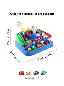 1 件儿童赛车冒险玩具、轨道赛车益智游戏玩具、幼儿礼物（颜色随机，附赠 2 辆迷你汽车）