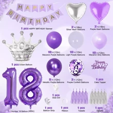 Decoraciones De Globos Morados Para Cumpleaños 18 - Lila Púrpura - Ver 5