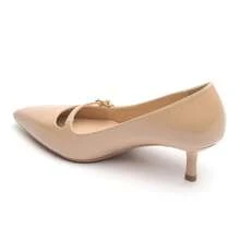 Damen Spitzschuh High Heel Schuhe mit dekorativem Riemen und goldenem Schnallenverschluss - Khaki - Übersicht 3