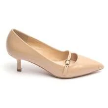 Damen Spitzschuh High Heel Schuhe mit dekorativem Riemen und goldenem Schnallenverschluss - Khaki - Übersicht 2