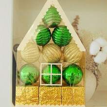 12 件/套圣诞饰品装饰、圣诞树氛围挂饰、圣诞球组合装饰 - 彩色 - 查看 12