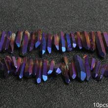 Natural Quartz Crystal Stick Spikes Points Beads 2-8cm Loose Raw Top Drilled Gemstone Beads For Jewelry Making DIY Accessories 10pcs
