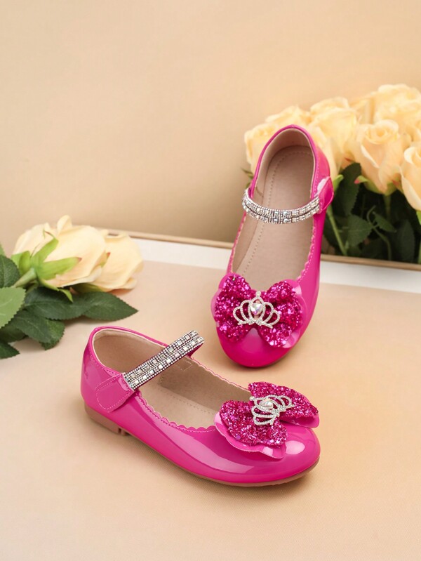 1pair Cute Butterfly & Crown Decor Non-Slip Flat Children Shoes, Suitable For All Seasons