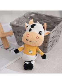 可爱毛绒奶牛钥匙扣背包装饰娃娃，情侣小礼物 - 彩色 - 查看 3