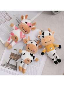 可爱毛绒奶牛钥匙扣背包装饰娃娃，情侣小礼物 - 彩色 - 查看 2