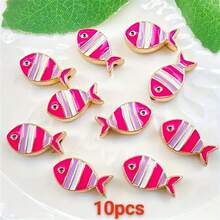 10 mặt dây chuyền giọt dầu hình cá nhiều màu DIY thủ công, dùng làm vòng tay, hoa tai, vòng cổ, phụ kiện trang sức bằng hợp kim - cá nhỏ - Xem 15