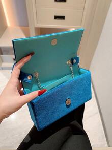 Túi cầm tay nhung đính đá sang trọng thời trang thu đông cho nữ, túi xách dự tiệc trang trọng cao cấp - Màu xanh lam - Xem 4