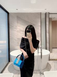 Túi cầm tay nhung đính đá sang trọng thời trang thu đông cho nữ, túi xách dự tiệc trang trọng cao cấp - Màu xanh lam - Xem 7