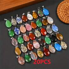 15/20/30pcs Natural Stone Charm Pendant, Various Styles Like Teardrop & Heart Shape, Suitable For Jewelry Making Valentines