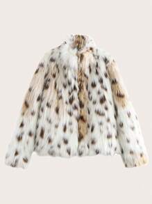 女士长袖蓬松休闲夹克，简约设计，适合日常穿着 - 彩色 - 查看 1