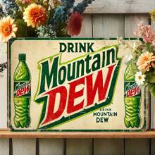 Vintage Style Mountain Dew Metal Sign, 8 X 12 Inch - Iron Wall Art Decor, Suitable For Cafes, Kitchens, Bars And Homes, Gardens, Outdoor Inspirations, Great For Collectors And Gifts.,Stickers,Wall Decal,Vinly Decal For Home Decorations,Spring Decoration Items Refesh Your Home,Rama Decoration Stickers Birthday Graduation