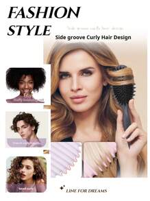 1 pieza Cepillo de peinar con punta curvada, el cepillo rizado definitivo para el cabello rizado de hombres y mujeres, reduce el tirón y la separación del rizo, perfecto para estudiantes universitarios, regalos para la escuela secundaria, para cualquier tipo de cabello, peinado. - Multicolor - Ver 2