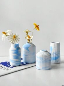 DIY涂鸦花瓶 自制创意花瓶模具 石膏插花树脂模具 硅胶材质可重复制作 可拆卸清洗 - 白色 - 查看 2