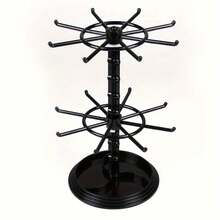 1 件多功能 2 层旋转珠宝收纳架 - 黑色和透明展示架，用于耳环、戒指、项链、手镯和配饰 - 可拆卸便携式收纳架，适用于梳妆台、浴室盥洗台、卧室装饰 - 彩色 - 查看 4