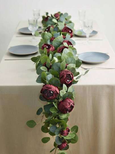 1pc Plastic Artificial Flower Vine, Modern Artificial Flower Garland For Wedding, Home Decor, Valentine Day, Gift