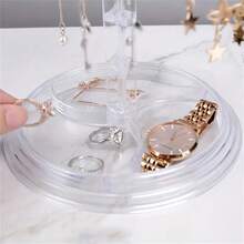1 件多功能 2 层旋转珠宝收纳架 - 黑色和透明展示架，用于耳环、戒指、项链、手镯和配饰 - 可拆卸便携式收纳架，适用于梳妆台、浴室盥洗台、卧室装饰 - 彩色 - 查看 6