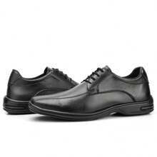 Men's Lace-Up Formal Shoes With Comfort Leather Belt + Wallet - Black - View 6