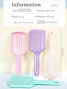 顺发梳 湿发 1 件 空心盾形梳 钻石梳 原装梳子 大号弯梳 肋梳 家用梳子 顺发按摩 蓬松梳子，纯色，双色，珠光，电镀 顺发梳 适用于自然发质 适用于女性男性女孩 减少头发拉扯和卷曲分离 - 彩色 - 查看 12