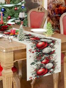 1pc, Merry Christmas Table Runner, Polyester, Machine-Woven, Buffalo Plaid Pattern, Festive Holiday Table Cover, Home & Kitchen Decor, Party Tablecloth, Gift Idea - Multicolor - View 6