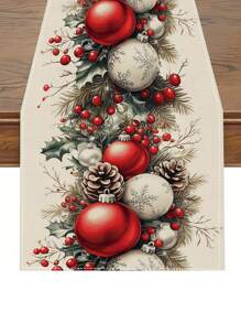 1pc, Merry Christmas Table Runner, Polyester, Machine-Woven, Buffalo Plaid Pattern, Festive Holiday Table Cover, Home & Kitchen Decor, Party Tablecloth, Gift Idea - Multicolor - View 1
