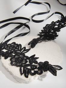 2 chiếc lắc chân hoa đen gợi cảm tinh tế trang sức - màu đen - Xem 2