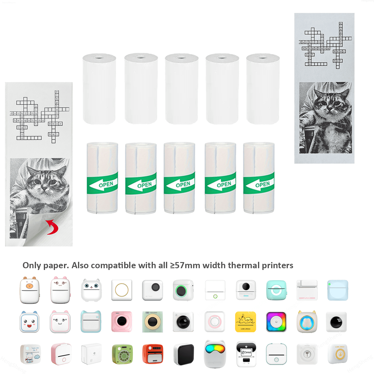 57x25mm Mini Printer Paper Refill Roll Thermal Paper Printable Sticker