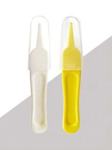 2件套耳夹套装，婴儿吸鼻器，用于清除粘液，新生儿鼻腔清洁镊子，婴儿鼻腔清洁器和耳垢清除工具。婴儿护理小工具。新生儿、婴幼儿鼻屎夹 - 白色+橙色 - 查看 13